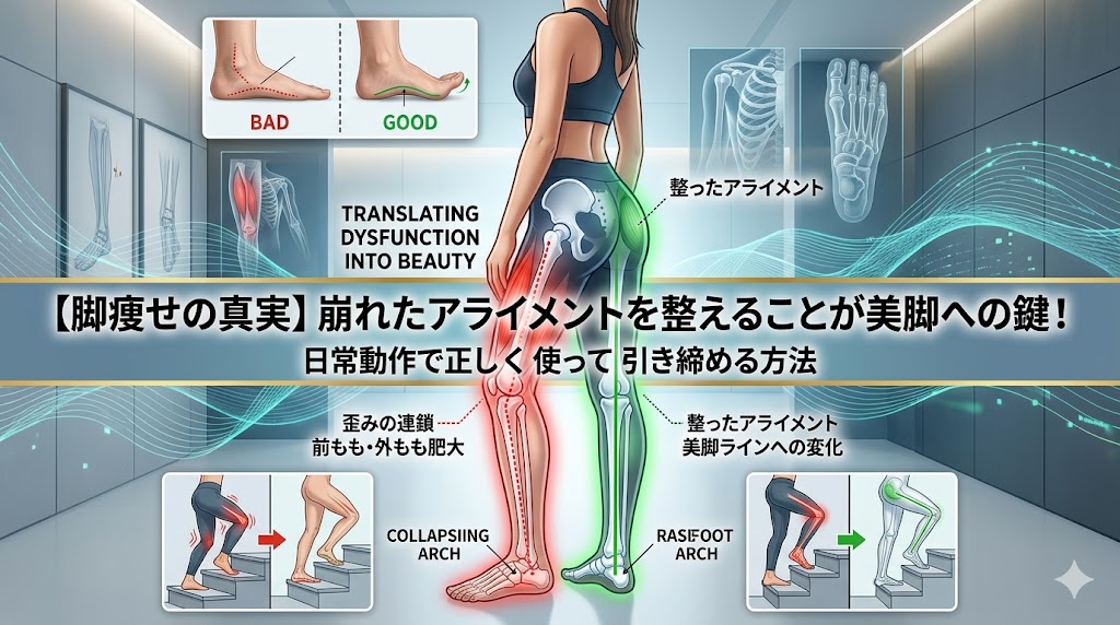 【脚痩せの真実】なぜ運動しても前ももが張るのか？30代からの「整えて痩せる」関節アライメント戦略